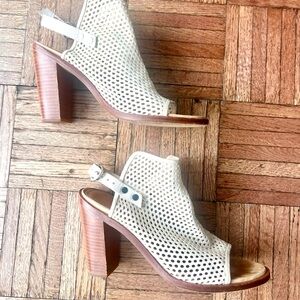 Rag & Bone Creamy White and Brown Wood Open Toe Heels size EU 41 (10.5 - 11)
